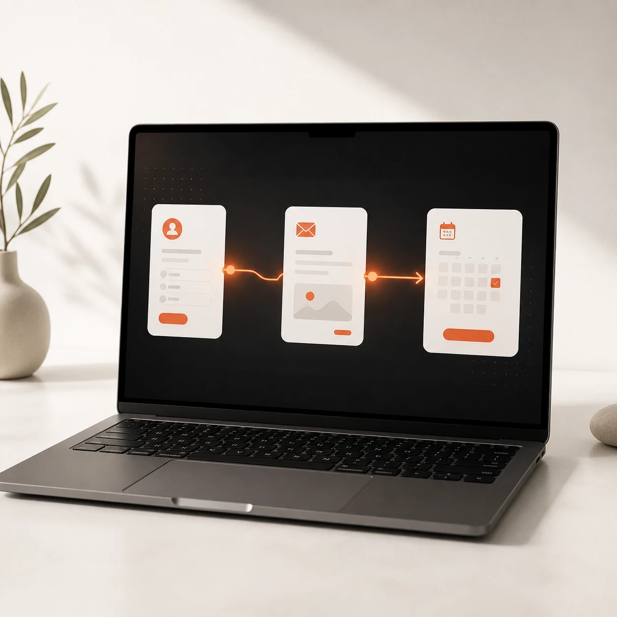 A lead automation workflow moving from an inquiry to a booked call
